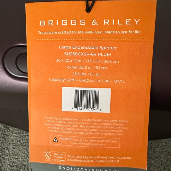 Briggs & Riley Burgundy Suitcase - Picture 7 of 10